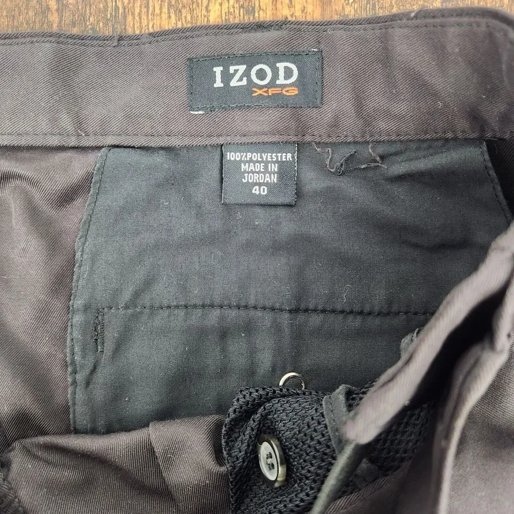 IZOD XFG Golf Shorts Mens 40‎ Black Performance Solid Pleated Front Chinos